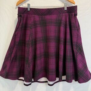 Torrid Purple Black  Pleated A-line Plaid  Mini Skirt Size 1X NWT